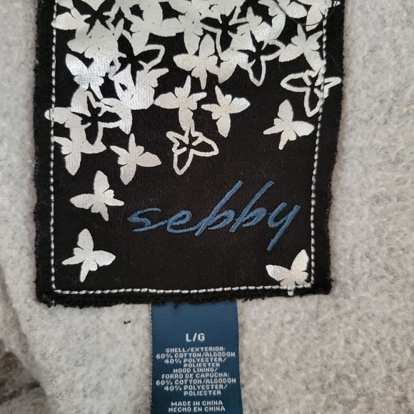 Sebby Twill Light Gray Double Breasted Hooded Peacoat - Size Large - Picture 8 of 8